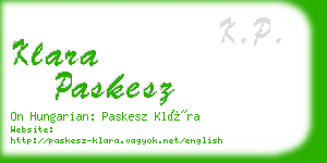 klara paskesz business card